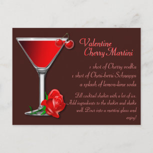 Valentine Cherry Martini Recipe Postcard