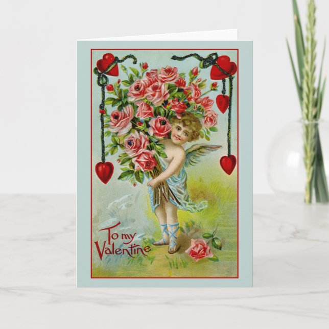 Valentine Cherub Vintage Card (Front)