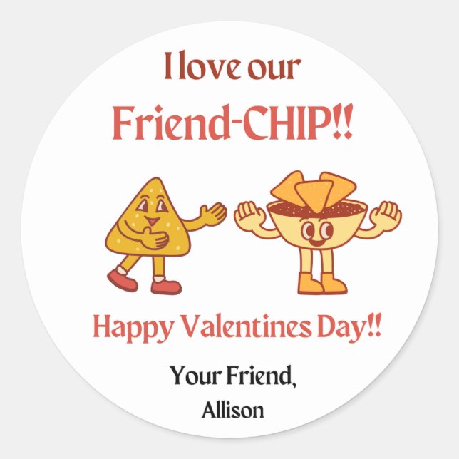Valentine Chip Sticker for Classroom Party (Front)