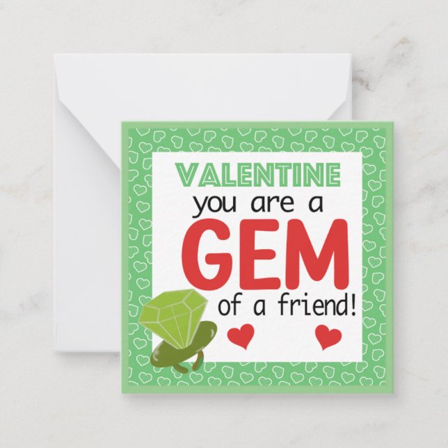 Valentine Classroom Card, You are a gem valentine Card (Front)