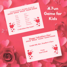 Valentine Classroom Game-Word Match