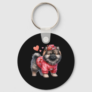 Valentine Clothes Hearts Pomeranian Dog Fashion Pu Key Ring