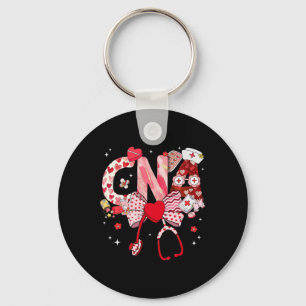 Valentine Cna Nurse Coquette Bow Stethoscope Girl Key Ring