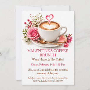 Valentine Coffee Brunch - Cosy Cafe Gathering Invitation