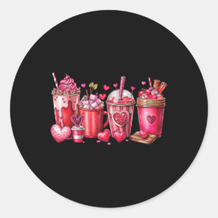 Valentine Coffee Latte Lover Heart Valentines Day  Classic Round Sticker