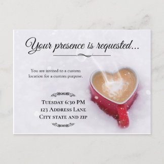 Valentine Coffee Snow Themed Invitation Card