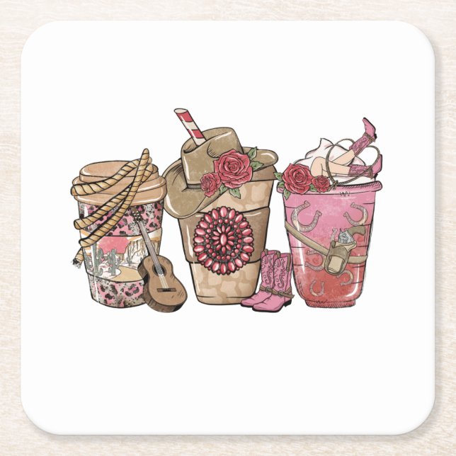 Valentine Coffee | Valentines Day | Valentine Days Square Paper Coaster (Front)