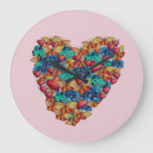 Valentine Colourful Heart Art Wall Clock