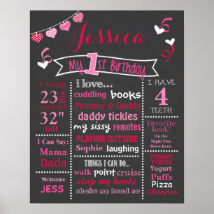 Valentine Confetti Birthday Chalkboard Poster