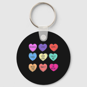 Valentine Conversation Hearts Candy Happy Valentin Key Ring