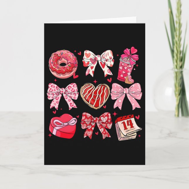 Valentine Coquette Bow Candy Doughnut Chocolate Gi Card (Front)