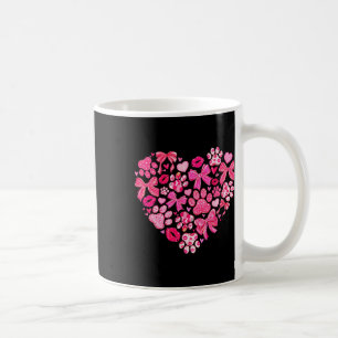Valentine Coquette Bow Dog Paw Heart Mom Women Gir Coffee Mug