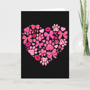 Valentine Coquette Bow Dog Paw Heart Mum Women Gir Card