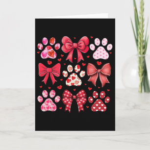 Valentine Coquette Bow Dog Paw Print Heart For Val Card