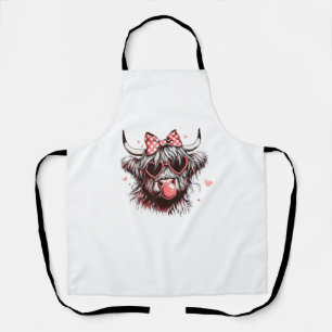 Valentine Coquette Bow Heifer Highland Cow Blowing Apron