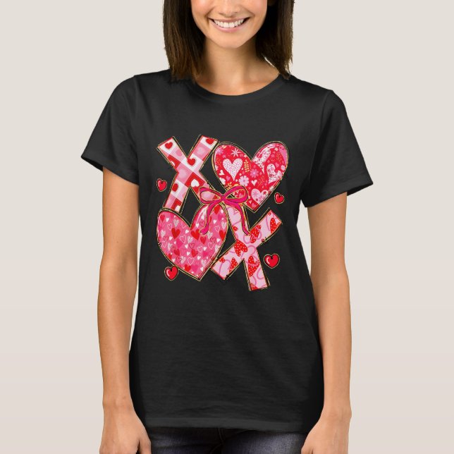 Valentine Coquette Bow Xoxo Hearts Lover Girl Wome T-Shirt (Front)