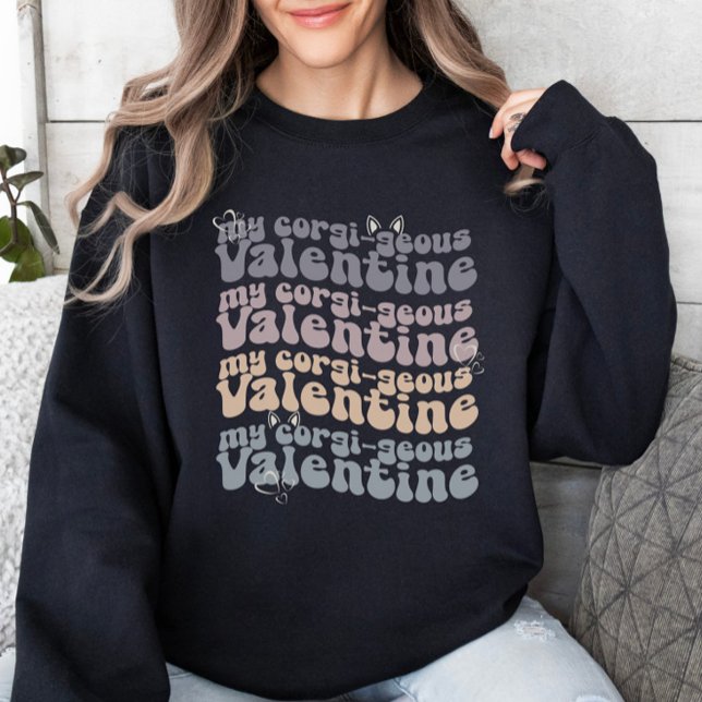 Valentine Corgi Mum Retro Customisable Sweatshirt (Creator Uploaded)