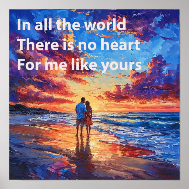 🌹 Valentine Couple Beach Love Romantic Quote Wall Poster (Front)