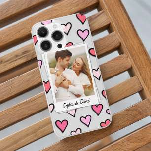Valentine Couple Custom Photo Monogram Heart Shape Case-Mate iPhone 14 Pro Max Case