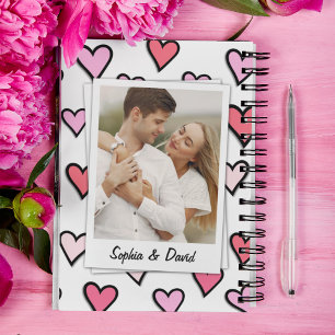 Valentine Couple Custom Photo Monogram Heart Shape Notebook