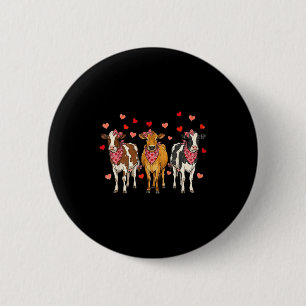 Valentine cow coquette bow bandana hearts girl 6 cm round badge