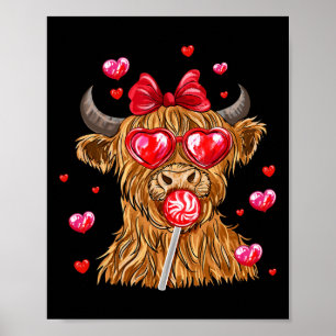 Valentine Cow Heart Sungles Girl Women Kid Poster