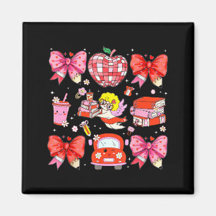 Valentine Cud Coquette Nk Bow Books Teacher Magnet