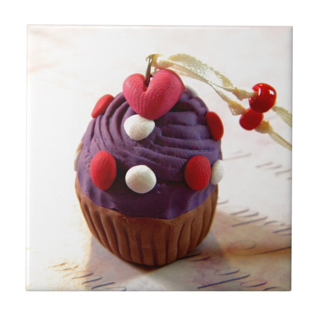 Valentine Cupcake Ceramic Tile (Front)