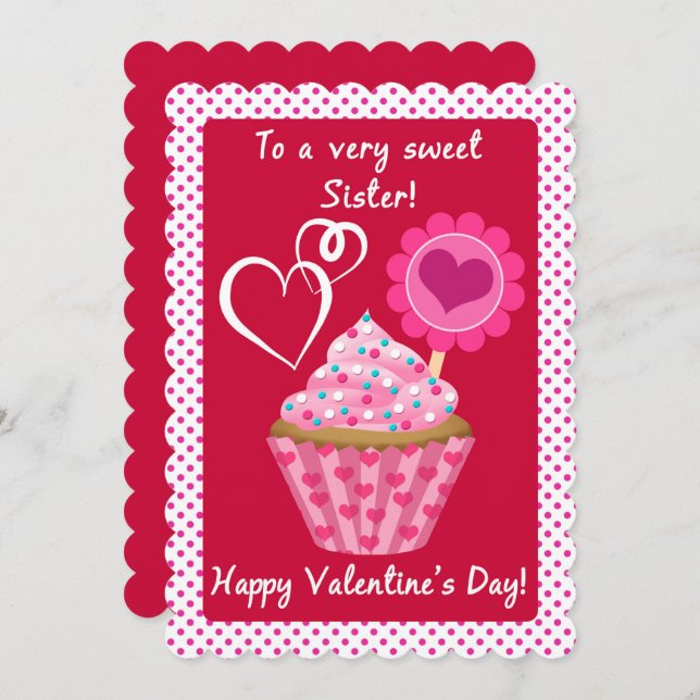 Valentine Cupcake for Sweet Sister (Front/Back)