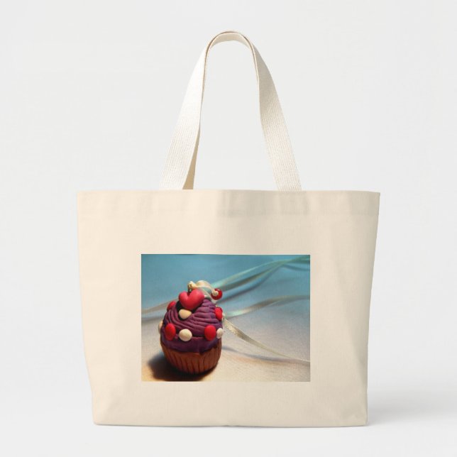 Valentine Cupcake Large Tote Bag (Front)