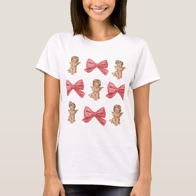 Valentine Cupid Coquette Pink T-Shirt (Front)