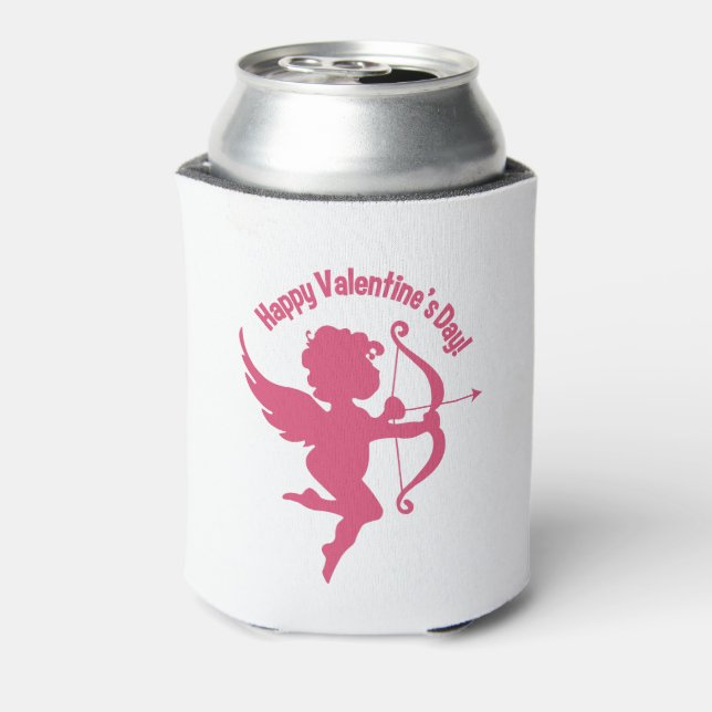 Valentine Cupid custom monogram can cooler (Can Back)