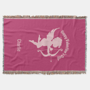 Valentine Cupid custom name throw blanket