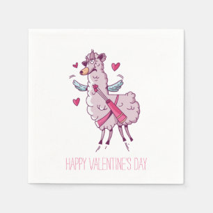 Valentine Cupid Llama Napkin