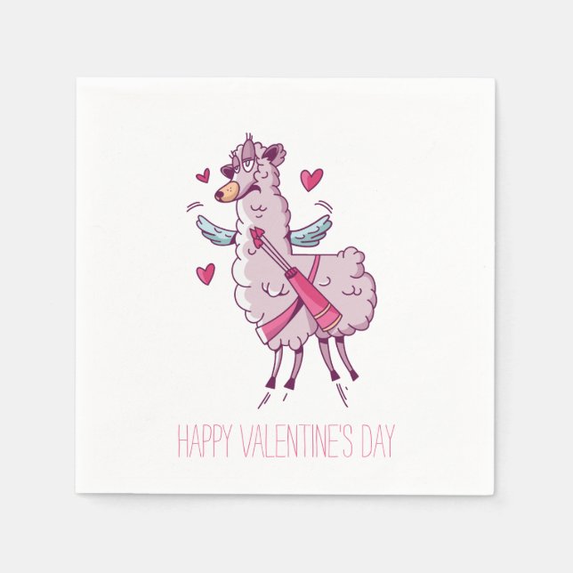 Valentine Cupid Llama Napkin (Front)