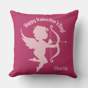 Valentine Cupid optional name throw pillows
