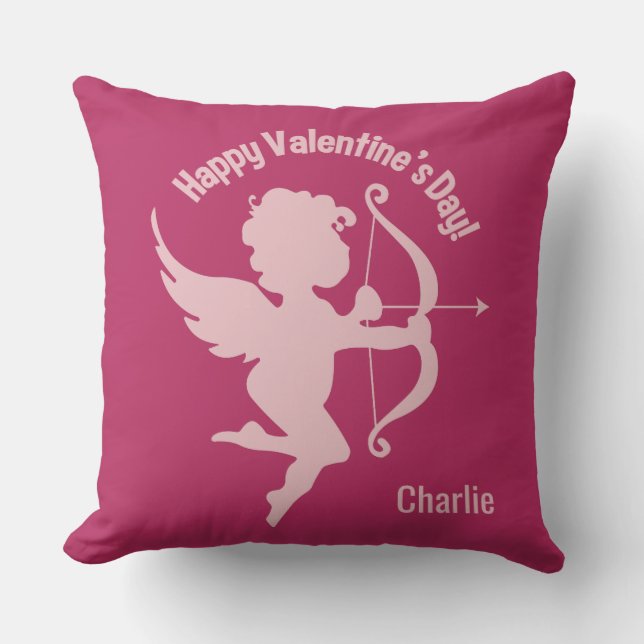 Valentine Cupid optional name throw pillows (Front)