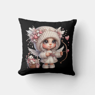 Valentine Cupid Throw Pillow 16''x16''