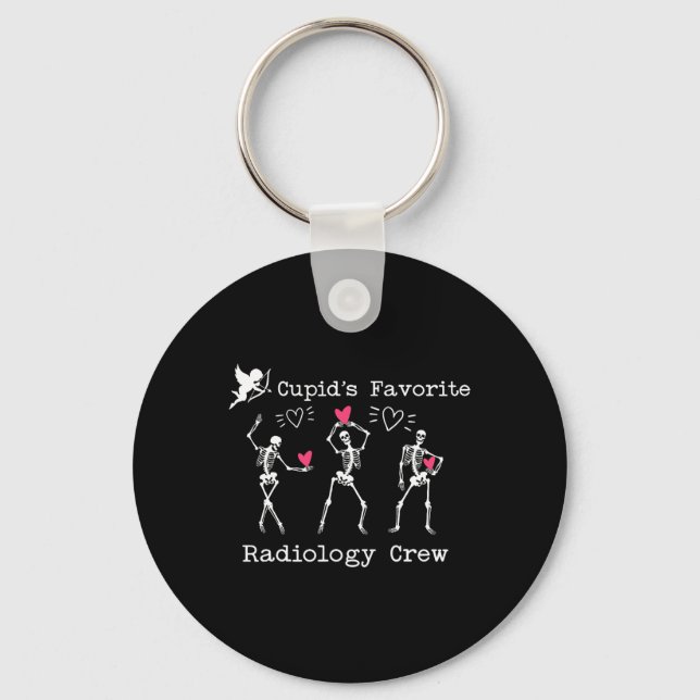 Valentine Cupid's Favorite Radiology Crew Skeleton Key Ring (Front)
