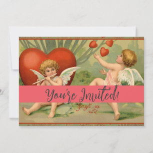 Valentine Cupids Love Antique Vintage Invitation