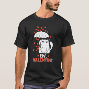Valentine Cute Cat With Umbrella EW Valentines Day T-Shirt