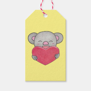 Valentine Cute Koala Cartoon Heart Gift Tag