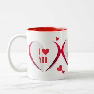 Valentine Cute Paper Hearts Love Two-Tone Coffee Mug