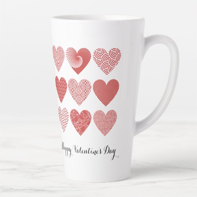 Valentine cute sweet love red heart pattern latte mug (Right)