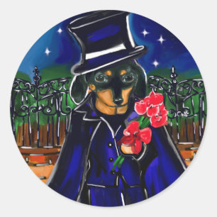 VALENTINE DACHSHUND CLASSIC ROUND STICKER