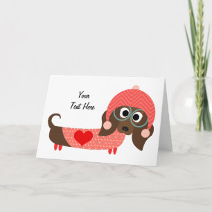 Valentine Dachshund (customisable) Holiday Card