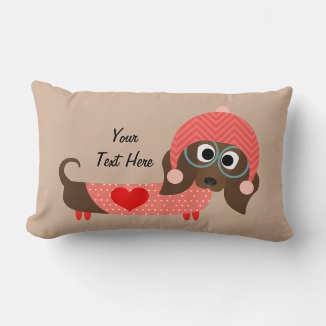 Valentine Dachshund (customisable) Lumbar Cushion (Front)