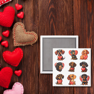 Valentine Dachshund dog hearts Magnet