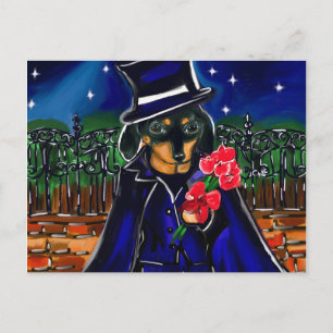 VALENTINE DACHSHUND HOLIDAY POSTCARD