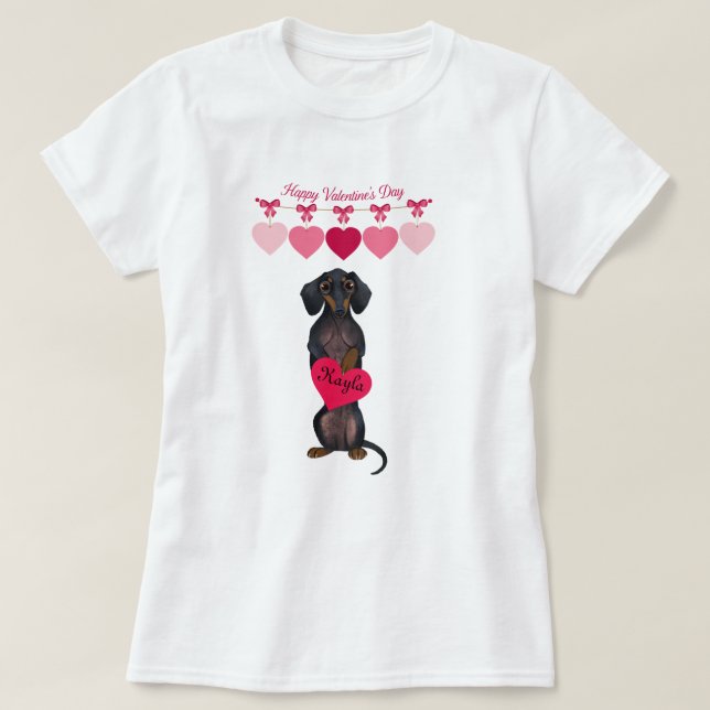Valentine Dachshund Shirt Customised Two Sided (Design Front)